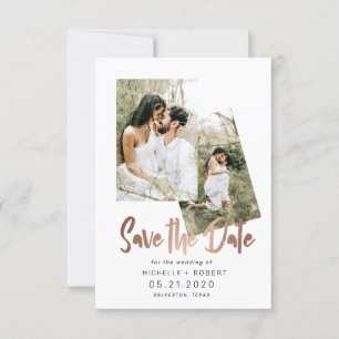ミニマリストスクリプト2枚の写真でSave The Date 招待状