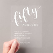 ミニマリストスクリプト50誕生日 アクリル招待状 (インサイチュ (ポータブル))