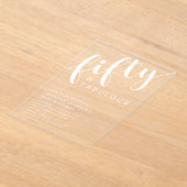 ミニマリストスクリプト50誕生日 アクリル招待状 (レイダウン)