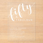 ミニマリストスクリプト50誕生日 アクリル招待状 (正面)