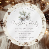 ミニマリストスクリプト，水彩雪の松のコーン 招待状