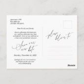 ミニマリストスクリプト、結婚式招待状延期 ポストカード (裏面)