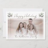 ミニマリストスクリプト,雪の松のコーン家族の写真 シーズンカード (正面)