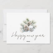 ミニマリストスクリプト,雪の松のコーン家族の写真 シーズンカード (裏面)