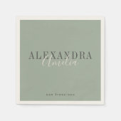 ミニマリストスクリプトBoho Sageグリーンカスタムビジネス スタンダードカクテルナプキン (正面)
