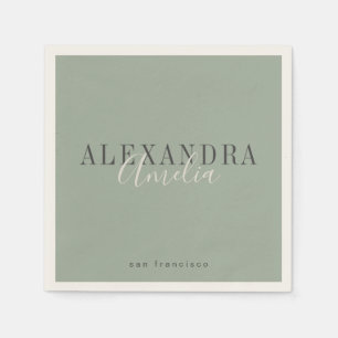 ミニマリストスクリプトBoho Sageグリーンカスタムビジネス スタンダードカクテルナプキン