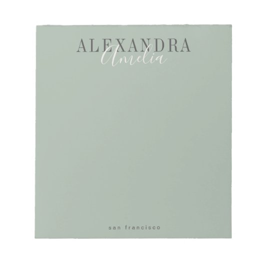 ミニマリストスクリプトBoho Sageグリーンカスタムビジネス ノートパッド (正面)