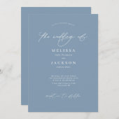 ミニマリストスクリプトDusty Blue結婚式招待状 招待状 (正面/裏面)