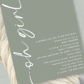 ミニマリストスクリプトOhガールセージ赤ちゃんシャワー 招待状