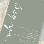 ミニマリストスクリプトOh Boy Sageベビーシャワー 招待状