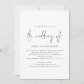 ミニマリストスクリプトQRコード任意の色結婚の 招待状 (正面)