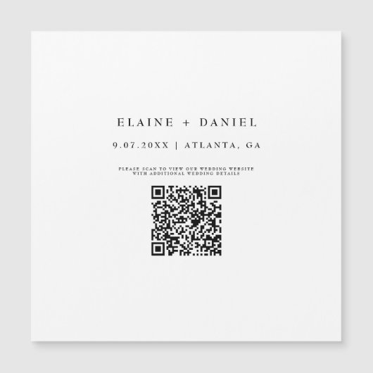 ミニマリストスクリプトQRコード日付マグネットを保存 (正面)