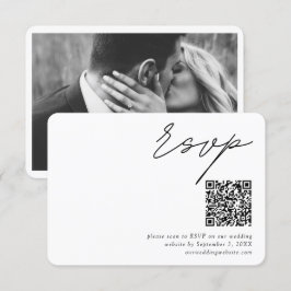ミニマリストスクリプトQRコード結婚の小さなRSVP エンクロージャーカード