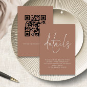 ミニマリストスクリプトQRコード結婚の茶色の詳細 エンクロージャーカード