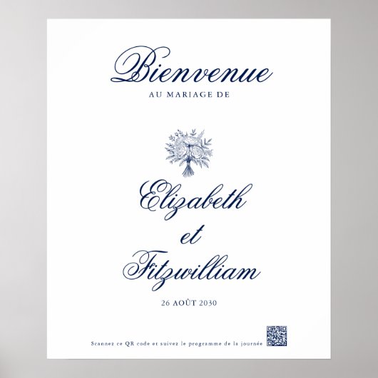 ミニマリストスケッチブライダルブーケウェルカムポスター ポスター (正面)