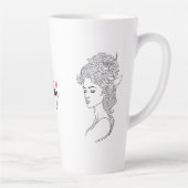 ミニマリストスケッチ顔ポートレートラインアートスケッチ カフェラテマグ (右)