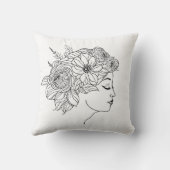 ミニマリストスケッチ顔ポートレートラインアートスケッチ クッション (裏面)