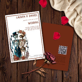 ミニマリストスケルトンカップル結婚式招待状 招待状