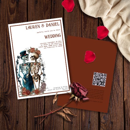 ミニマリストスケルトンカップル結婚式招待状 招待状