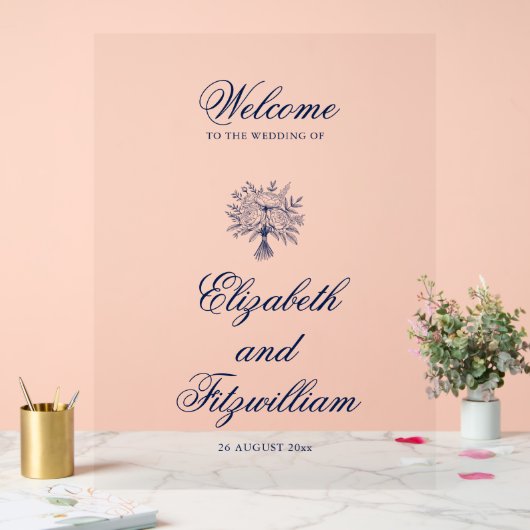 ミニマリストスケ結婚ッチブライダルブーケ アクリルサイン (ウェディング)