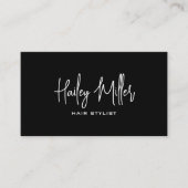 ミニマリストスタイリッシュシックなスクリプト白黒 名刺 (正面)