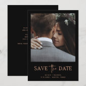 ミニマリストスタイルのローズゴールドとブラック | 1枚の写真 セーブザデート (正面/裏面)