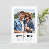 ミニマリストスタイルの1枚の写真の結婚式事前告知 招待状 (スタンド正面)