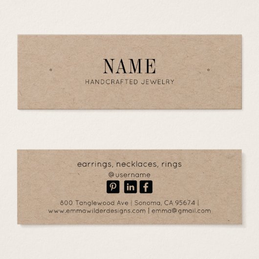 ミニマリストスタッドイヤリングクラフトジュエリー表示カード (正面&裏面)