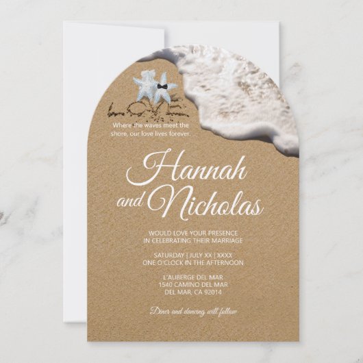 ミニマリストスターフィッシュビーチアーチ結婚式招待状 招待状 (正面)