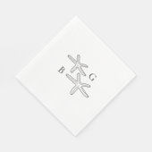 ミニマリストスターフィッシュビーチモノグラム結婚ズ スタンダードランチョンナプキン (角)