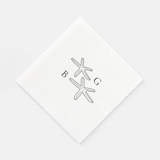 ミニマリストスターフィッシュビーチモノグラム結婚ズ スタンダードランチョンナプキン (角)