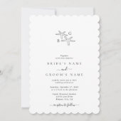 ミニマリストスターフィッシュビーチモノグラム結婚ズ 招待状 (正面)