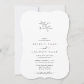 ミニマリストスターフィッシュビーチモノグラム結婚ズ 招待状 (正面)