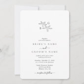 ミニマリストスターフィッシュビーチモノグラム結婚ズ 招待状 (正面)