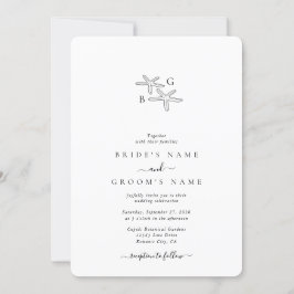 ミニマリストスターフィッシュビーチモノグラム結婚ズ 招待状