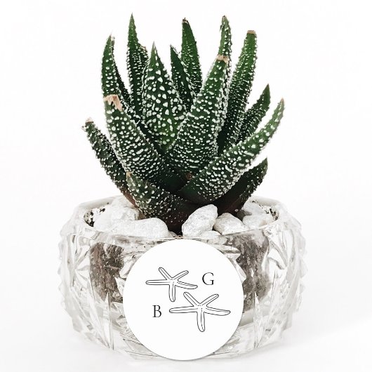 ミニマリストスターフィッシュビーチモノグラム結婚式の引き出物 ラウンドシール