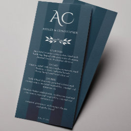 ミニマリストストライプのモノグラム結婚インディゴブルー メニュー