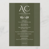 ミニマリストストライプのモノグラム結婚オリーブグリーン プログラム (正面)
