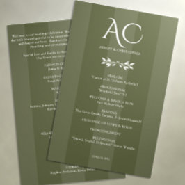 ミニマリストストライプのモノグラム結婚オリーブグリーン プログラム