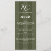 ミニマリストストライプのモノグラム結婚オリーブグリーン メニュー (正面)
