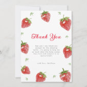 ミニマリストストロベリースイートガールベビーシャワー サンキューカード (正面)