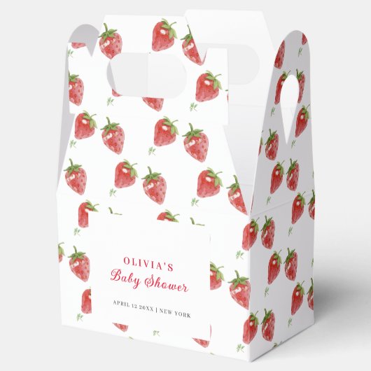 ミニマリストストロベリースイートガールベビーシャワー フェイバーボックス (オープン)