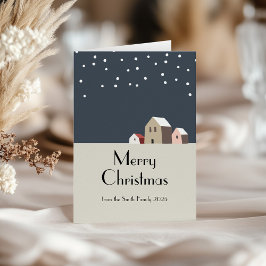 ミニマリストスノークリスマスヴィレッジホモダンリデイ カード
