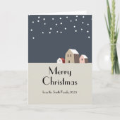 ミニマリストスノークリスマスヴィレッジホモダンリデイ カード (正面)