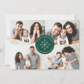 ミニマリストスノーフレークグリーン4フォトコラージュ シーズンカード (正面)