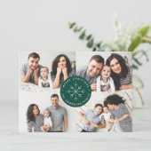 ミニマリストスノーフレークグリーン4フォトコラージュ シーズンカード (スタンド正面)