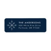 ミニマリストスノーフレークネイビーホリデー差出人住所 ラベル (正面)