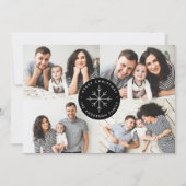 ミニマリストスノーフレークブラック4フォトコラージュ シーズンカード (正面)