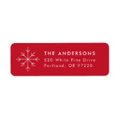 ミニマリストスノーフレークレッドホリデイ差出人住所 ラベル (正面)