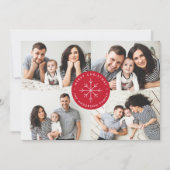 ミニマリストスノーフレークレッド4フォトコラージュ シーズンカード (正面)